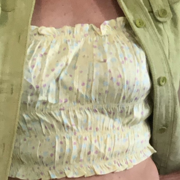 NWTS Zara Puffy Shoulder Pastel Hyper-feminine Floral Tube Top Size Med… - Picture 2 of 6